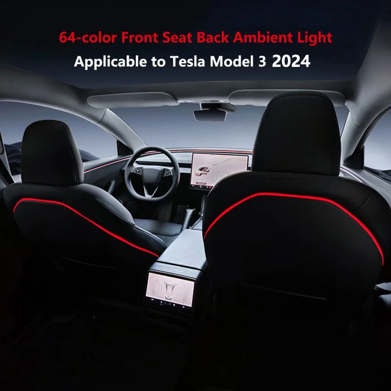New64 Colors Seat Back Ambient Light Strip For Tesla Model 3 Refresh 2024-2025 Backseat Ambient Lights Car Neon Light
