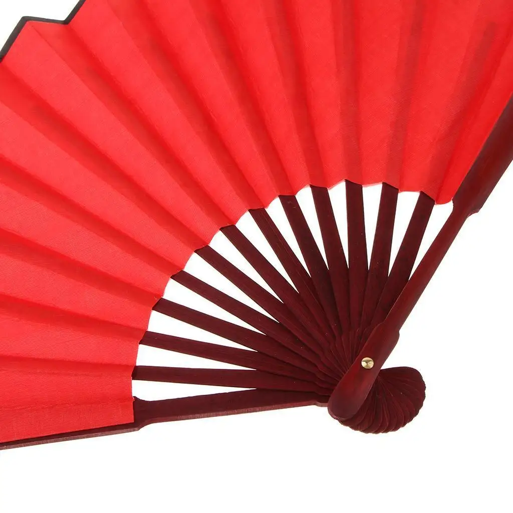 Bamboo Chinese Kung Fu Tai Chi DIY Hand Folding Fan Performance Dance Red