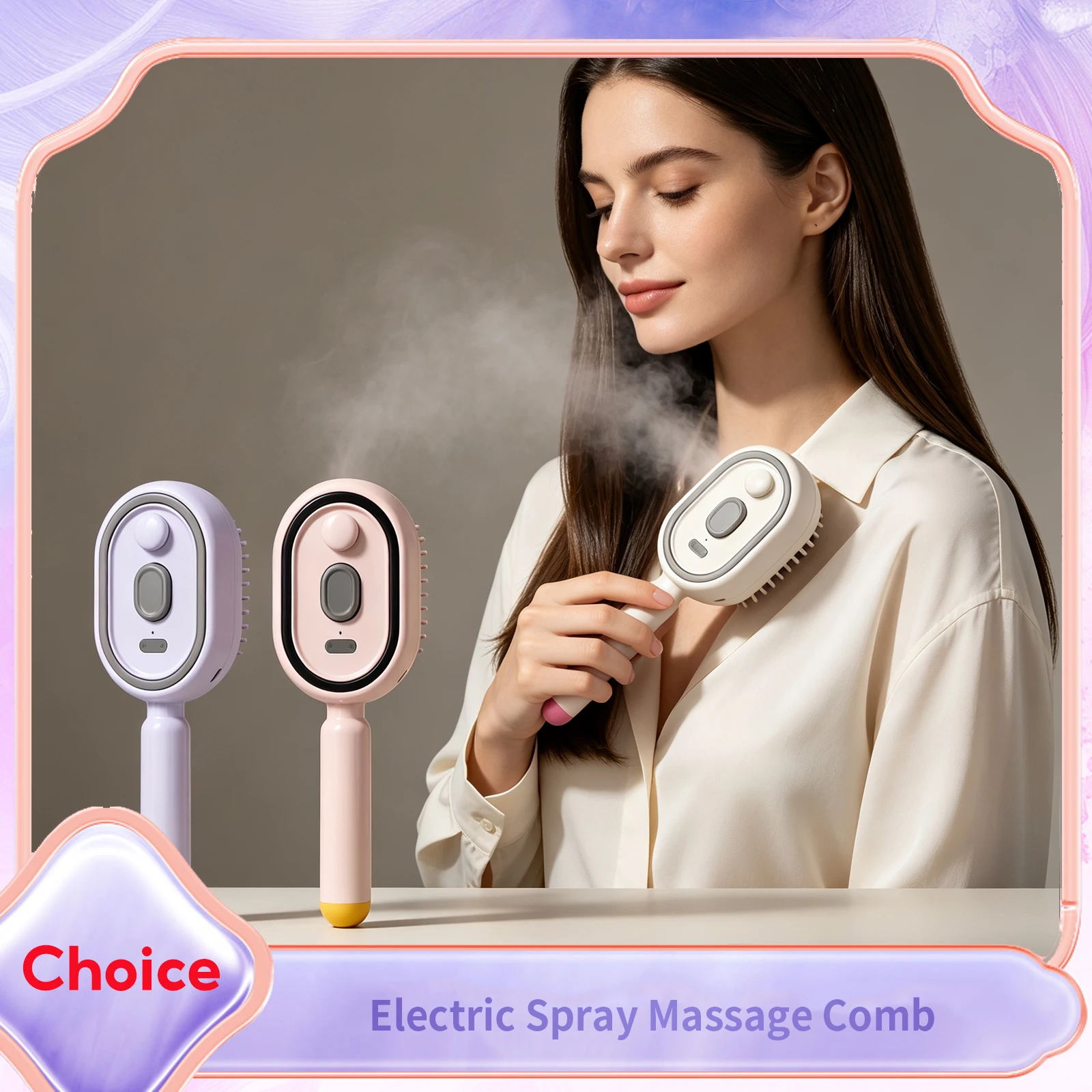 Electric Spray Air Bag Massage Comb 3 in 1 Cleaning Atomized Steam Essential Oil Detangling Anti-Static Rechargeable Hair Combs