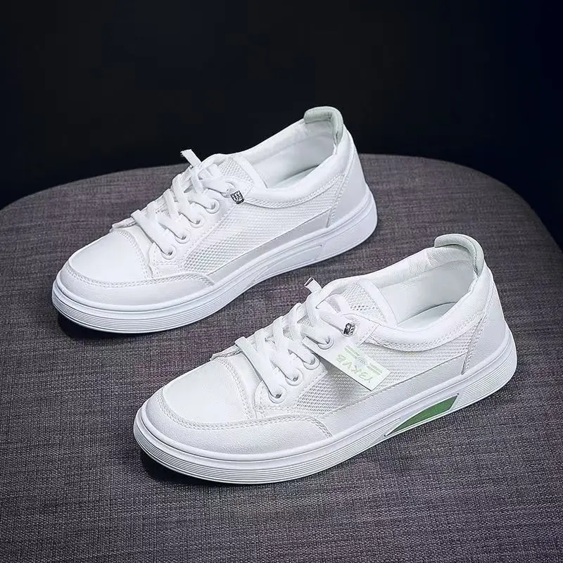 

Women's Summer Real Leather Mesh Little White Shoes Soft sole Non Slip Breathable Lightweight Slip On Casual Sneakers Board Shoe