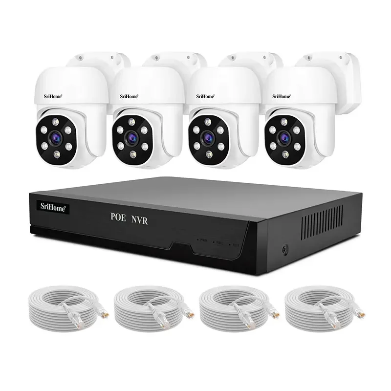 Srihome 3MP PTZ H265/H264 Wireless Security Cameras System Indoor 8CH 3MP WiFi Surveillance CCTV NVR WiFi Video Surveillance Kit