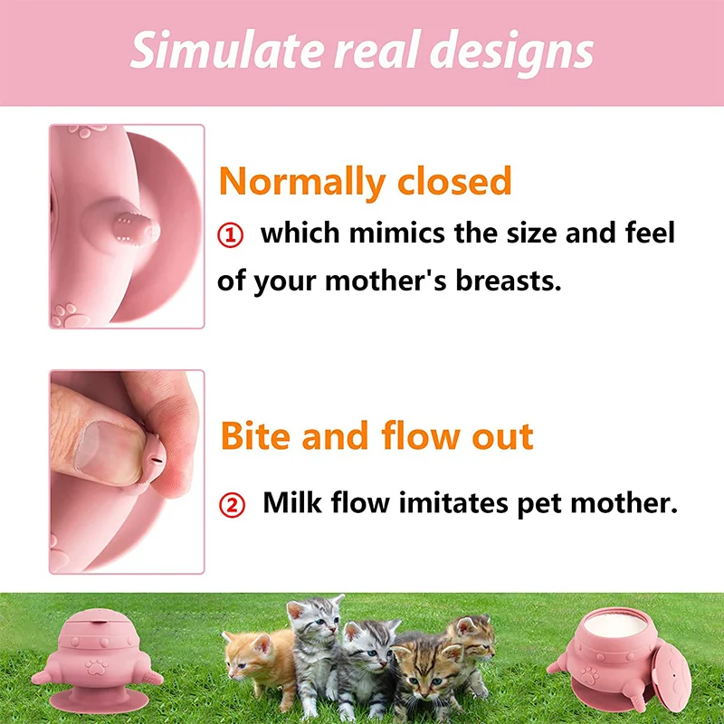 4 Pacifiers Kittens Puppies Bowl Shaped Dispenser Non-toxic Silicone Feeder For Newborn Pets Bottle for Guinea Pigs Rabbits Dogs