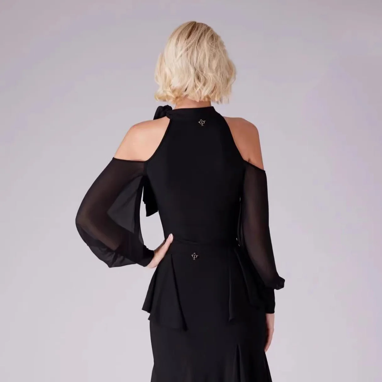 Neue Walzer Ballroom Dance Kleidung Blume Drucken Tops Schwarz Trikots Erwachsene Rumba Salsa Tanz Praxis Kleidung Durchführen Tragen BL17563