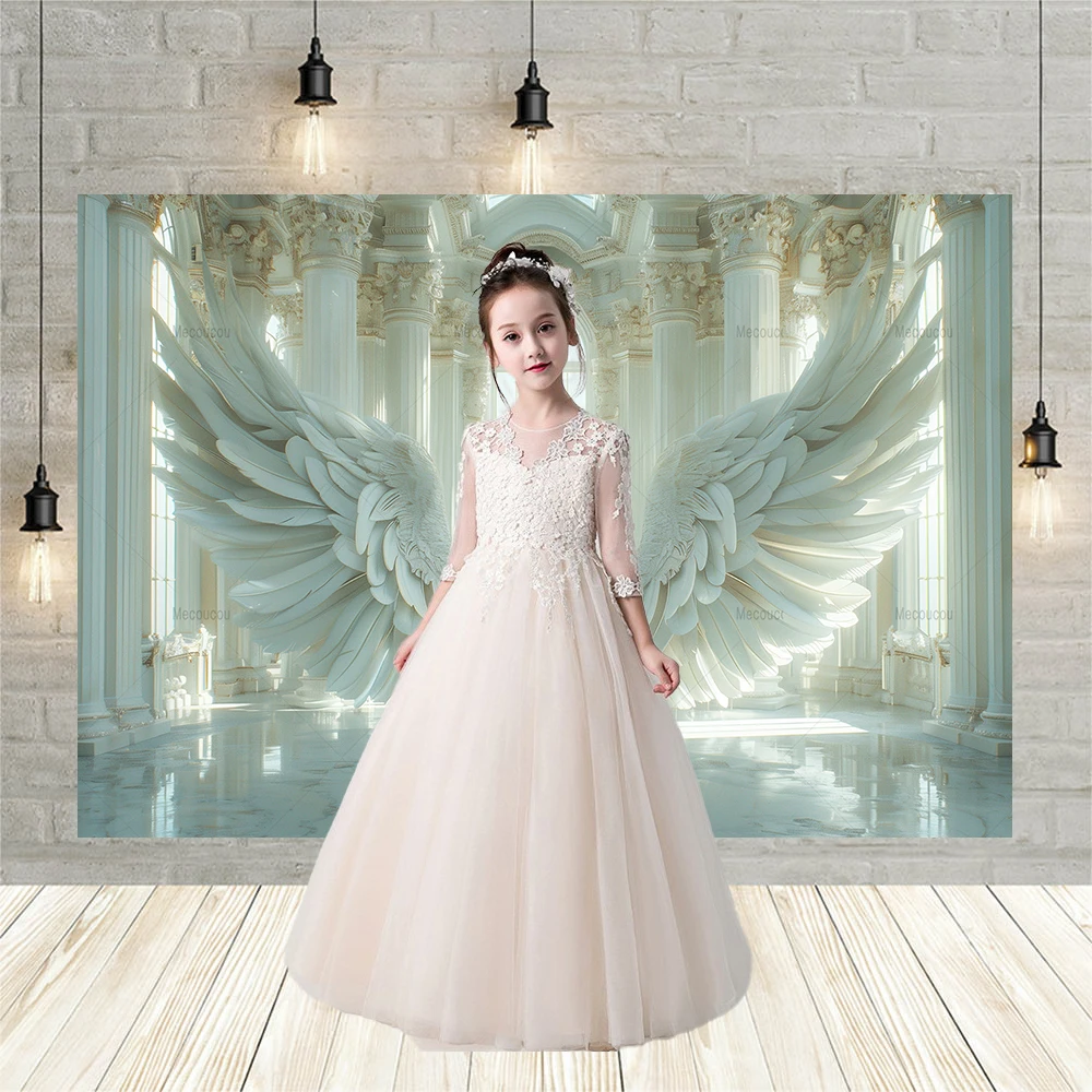 Girl Children Adults Portrait Photography Backgrounds Custom Palace Feather Wings Decoration Banner Photo Studio Props Backdrops