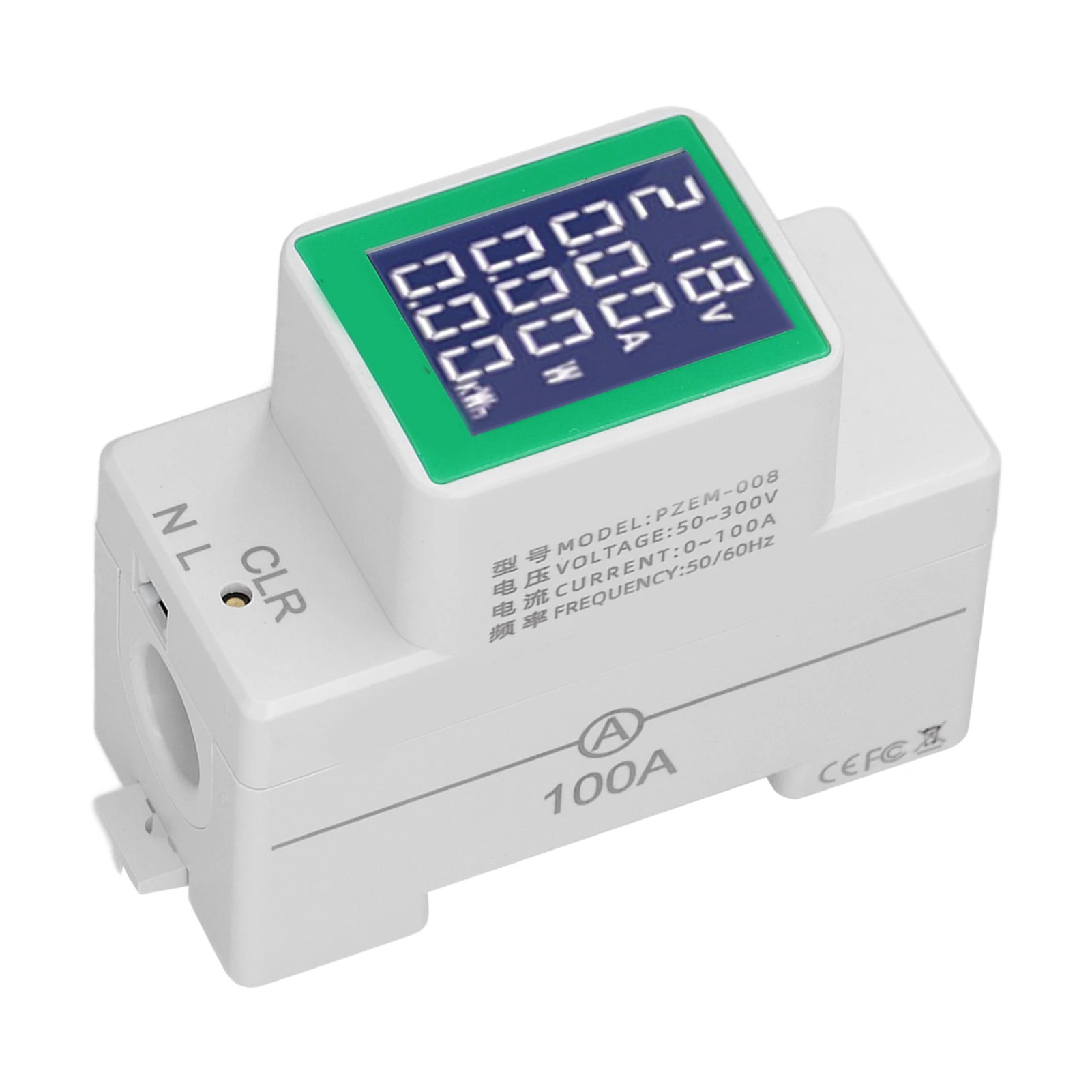 DIN Rail Meter Digital Voltmeter Ammeter Power Energy Monitor Multimeter Tester AC50‑300V 100A Voltage Current Meter Tester