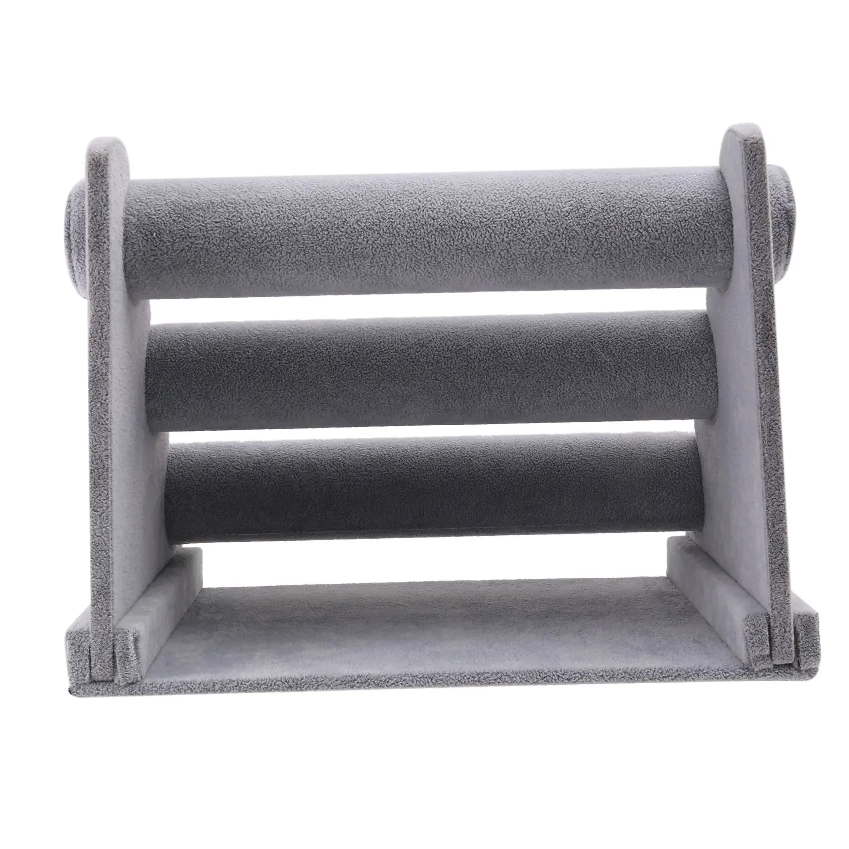 ELBA_Triple Bracelet Holder Jewelry Display Stand Watch Bangle Bar Necklace Storage Organizer Gray