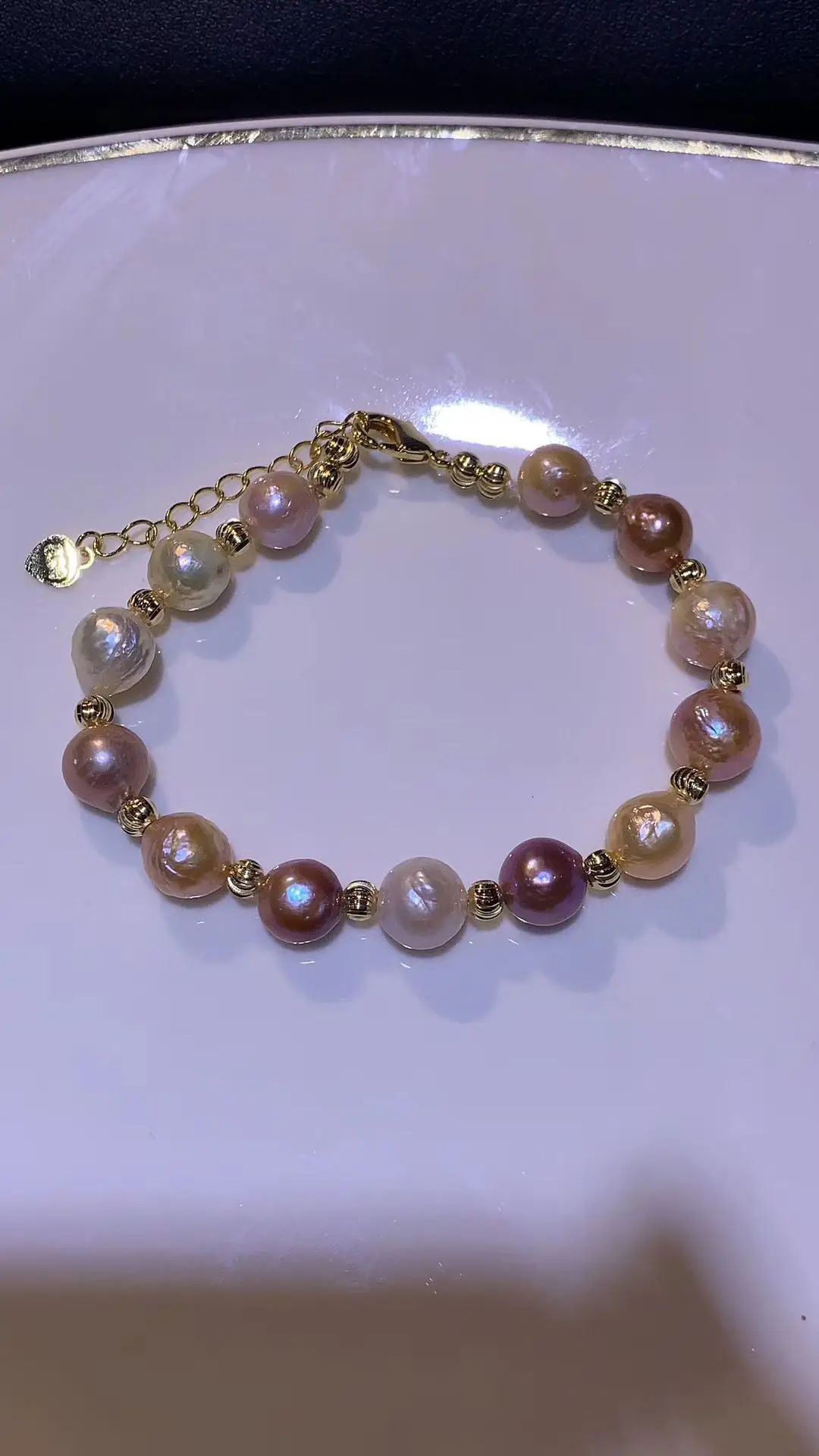 Absorbing  Noblest Pearl Freshwater  Female  Baroque Shaped Mixed Color Bracelet