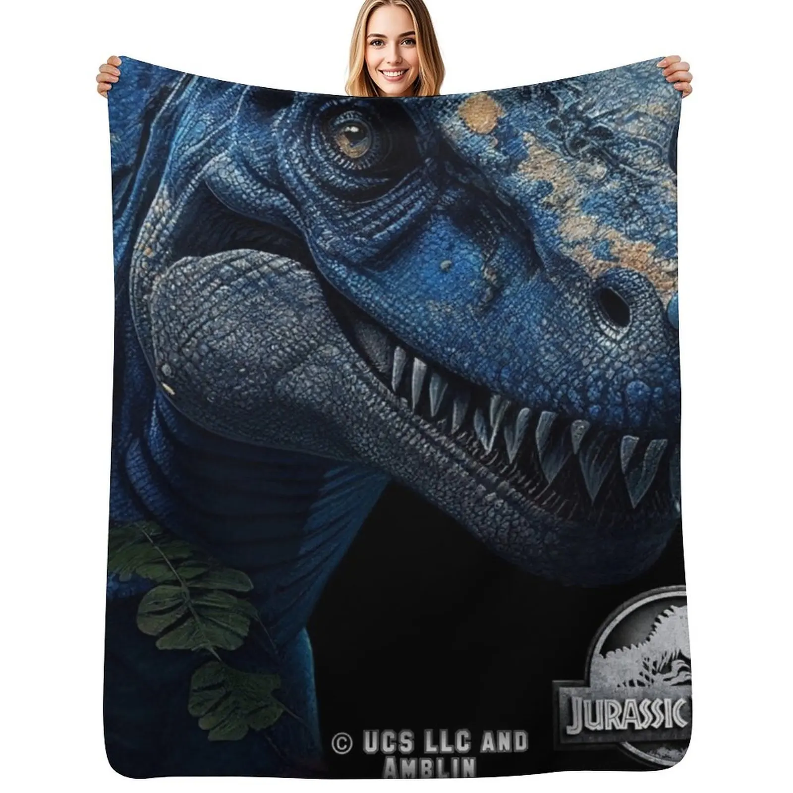 Jurassic World Blue The Raptor Throw Blanket Thermal anime Furry Summer Comforter Soft Plaid Blankets