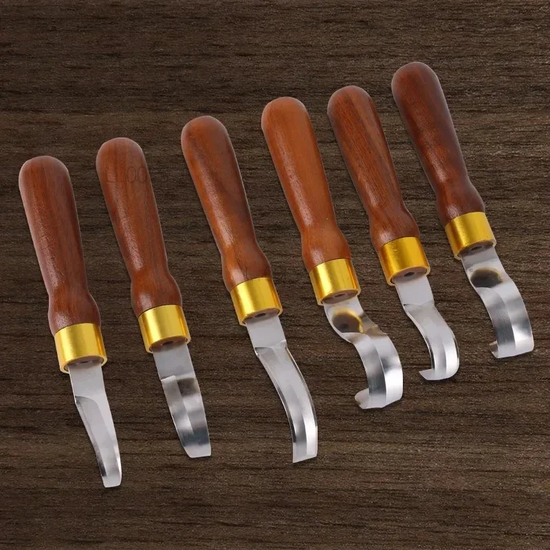 Black Walnut Handled Spoon Knife Set Woodworking Stainless Steel Curved Carving Chisel Wood Sculpture Handmade DIY Carving Knife