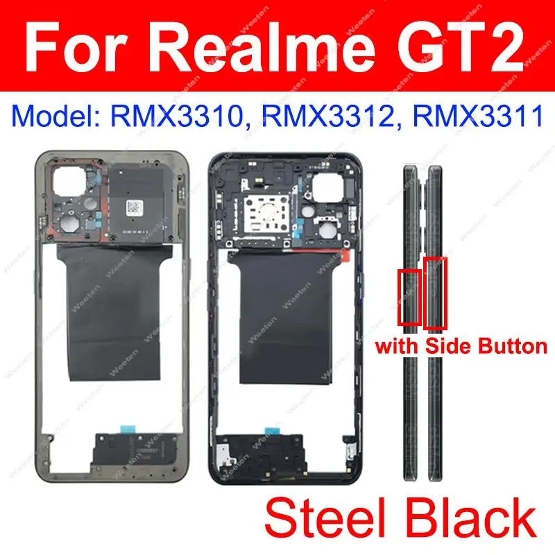 Middle Housing For Realme GT2 GT NEO 2 Neo 3T Middle Frame Housing Bezel Case Cover Holder with Side Buttons Parts