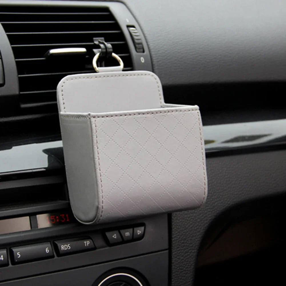 

Car Accessories Car Storage Bag Car Organizer 12*9*5CM Air Vent Car Styling Hanging Box Leather Tidy Glasses Mobile Phone