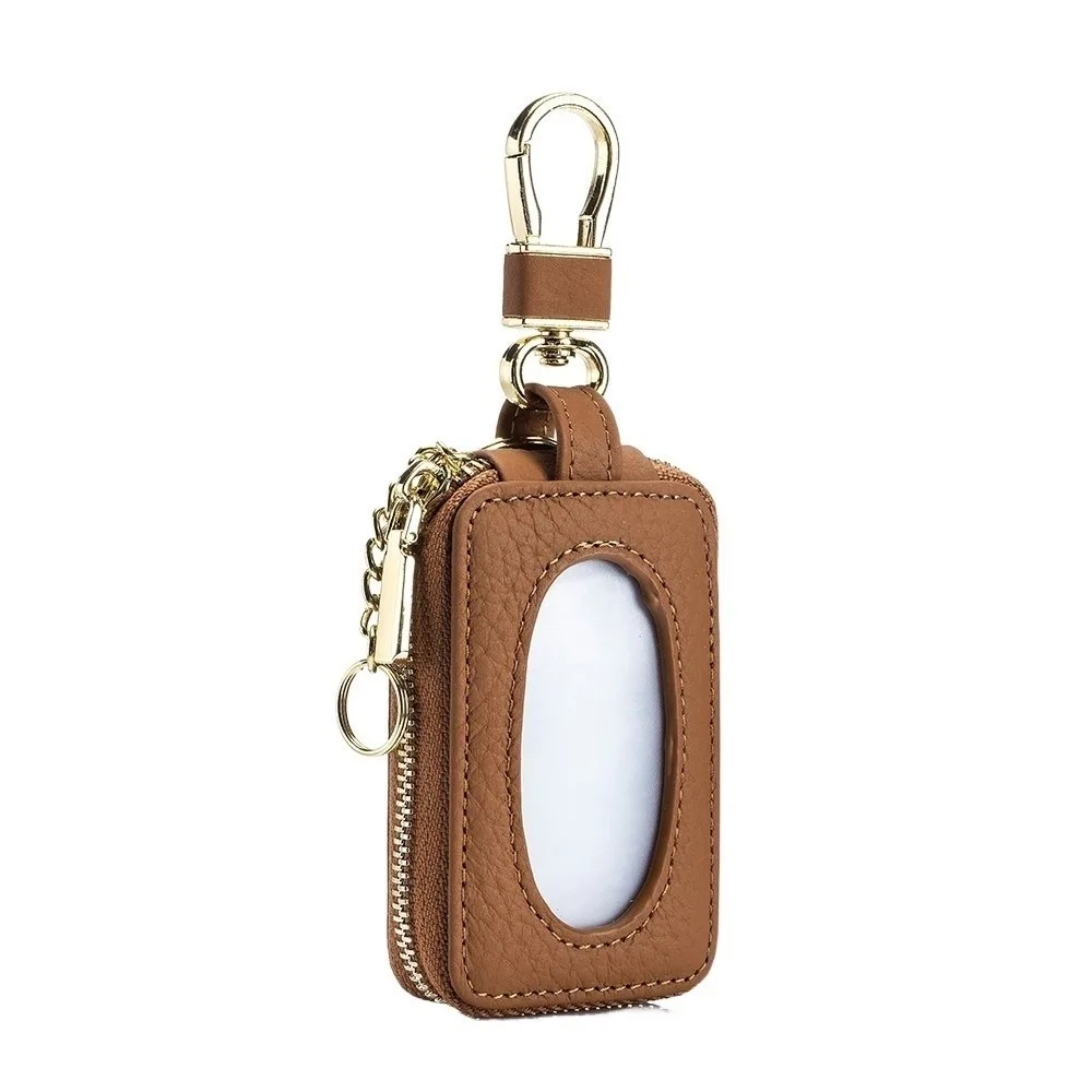 Protection Cover Universal Car Key Bag Multifunctional with Zipper Keychain Holder Large Capacity Organizer Leather Wallet Women