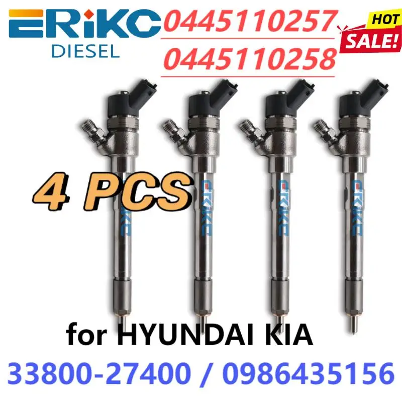 4PCS 0445110257 33800-27400 NEW Diesel Original Injector 0445110257 Nozzle 3380027400 0986435156 for Bosch HYUNDAI KIA