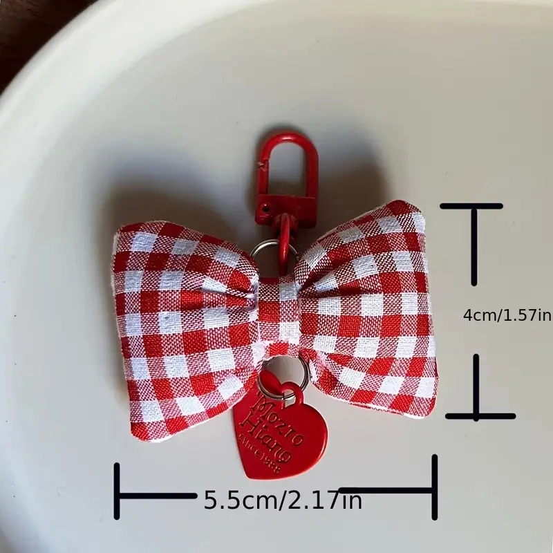 Sweetheart Candy-Colored Gingham Bow Bag Charm