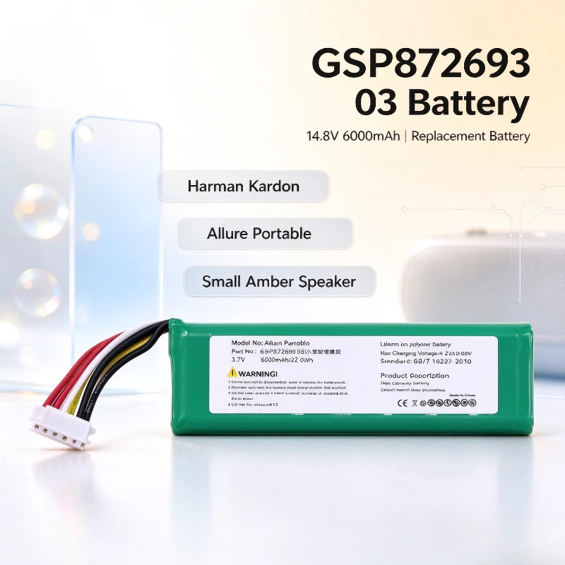 Compatible with Harman Kardon ALLURE PORTABLE Small Amber Portable Speaker Battery GSP872693 03 14.8V 6000mAh