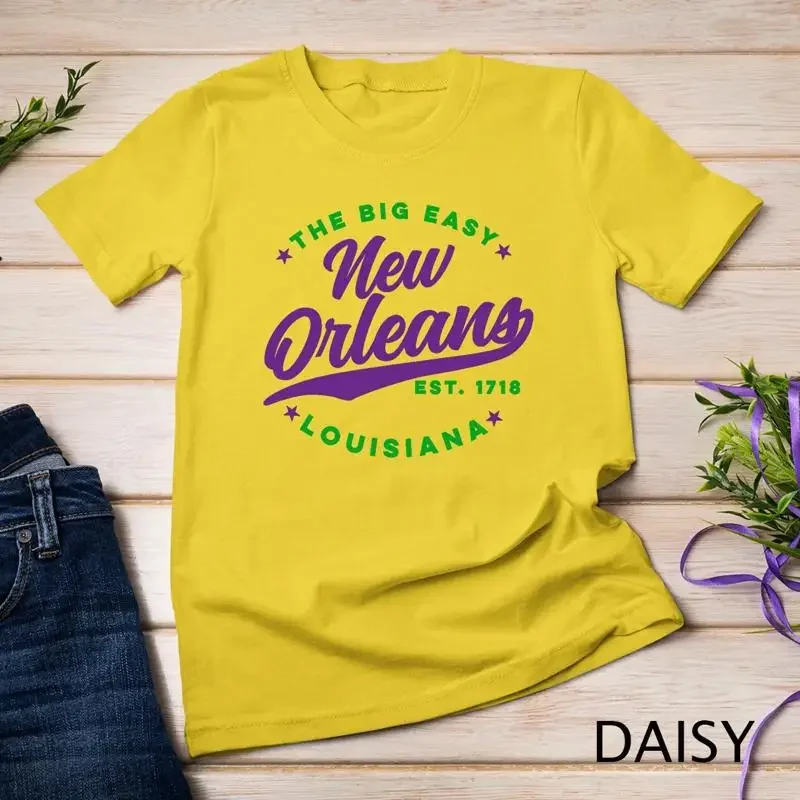Vintage New Orleans Louisiana The Big Easy Color Text T Shirt Unisex T shirt