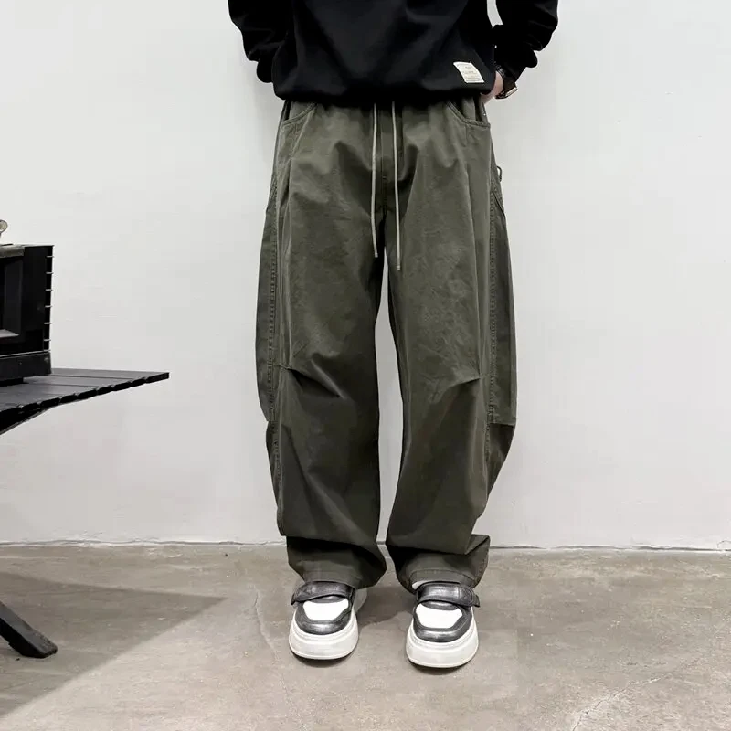 American Streetwear Patchwork Work Pants Men's Autumn 3D Tailoring Design Straight Leg Casual Pants Trendy Versatile Loose Fit