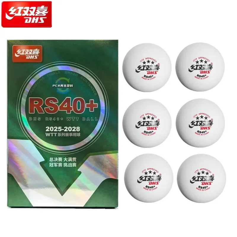 6 Pcs/Box New DHS WTT Ping Pong Balls RS40+ 3 Star PCR Plastic Ping Pong Balls for 2025 - 2028 International Official Games