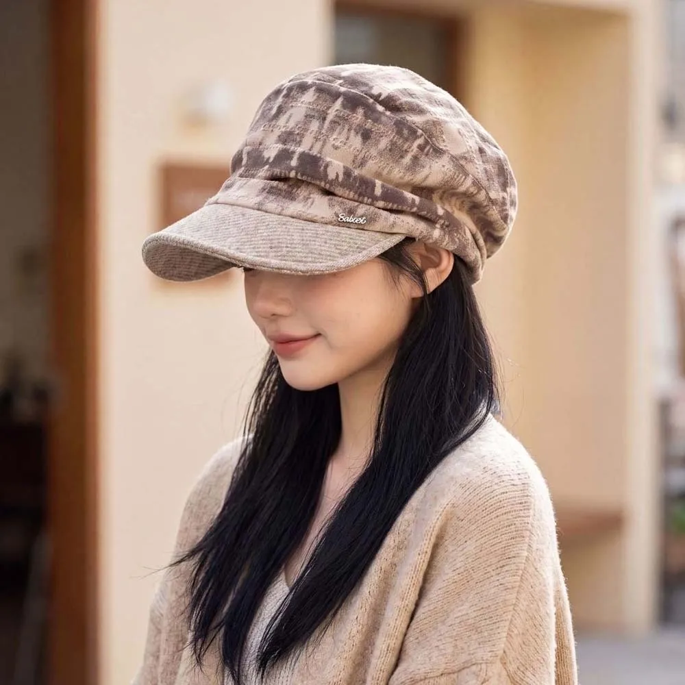 Winter Sunshade Cap Warm Plaid Newsboy Cap Soft Vintage Checked Slouchy Hat Comfortable All Match Visor Beret Cap Daily Wear