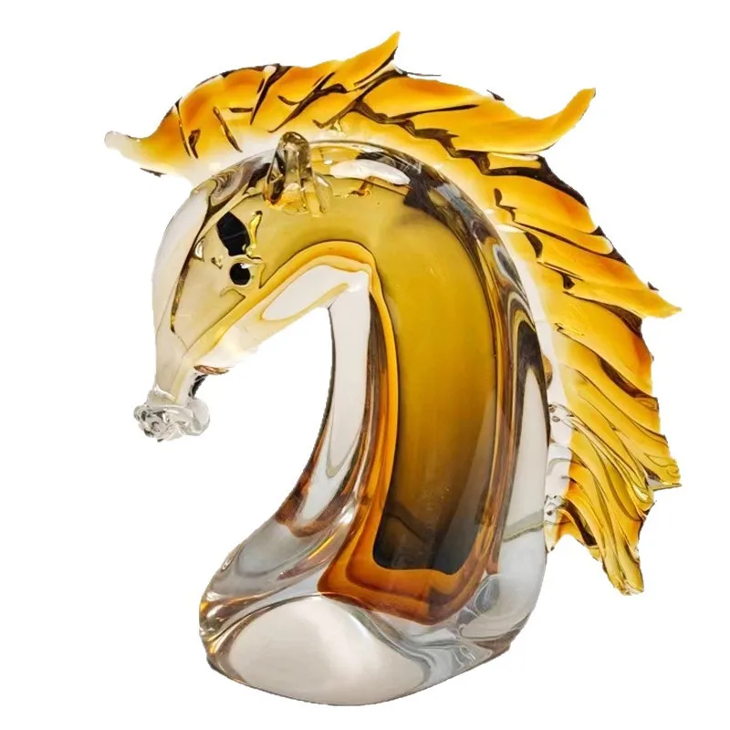 Modern simple abstract glazed horse head coffee table bookcase glass handicrafts desktop decoration ornament soft accessories
