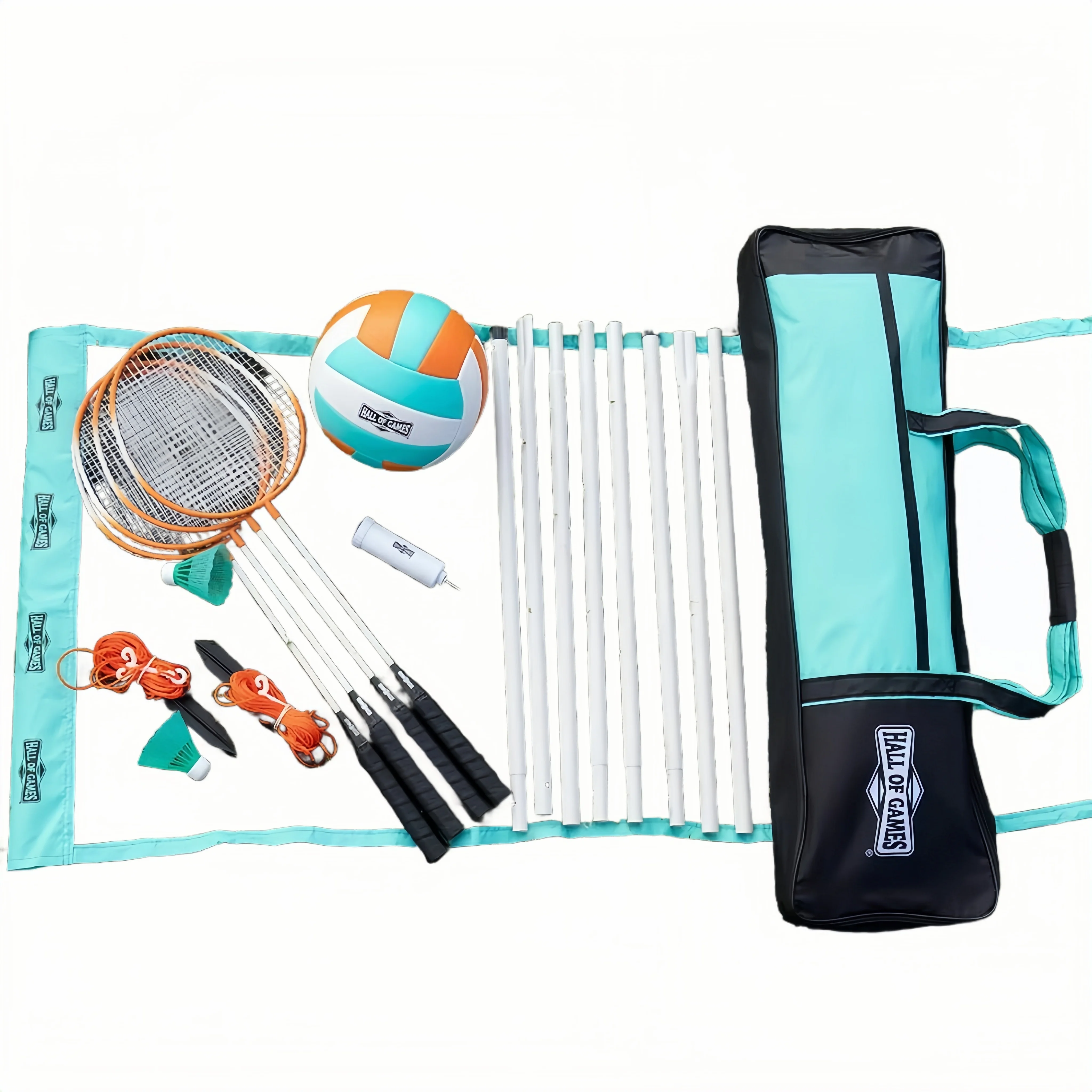 

Полный спортивный набор для занятий спортом на открытом воздухе, сетка длиной 20 футов, регулируемая для волейбола, бадминтона на заднем дворе, включает все аксессуары для семейных развлечений