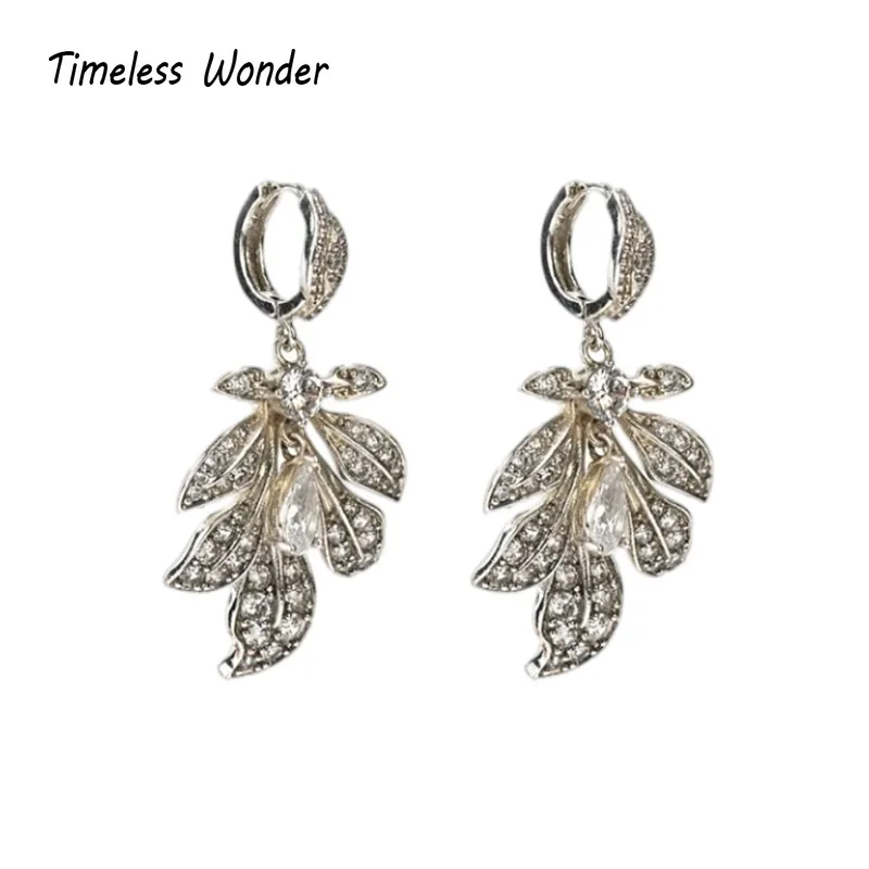 Timeless Wonder Fancy Zircon Geo Floral Stud Earrings for Women Designer Jewelry Neat Cocktail Top Trendy Classy Rare 6462