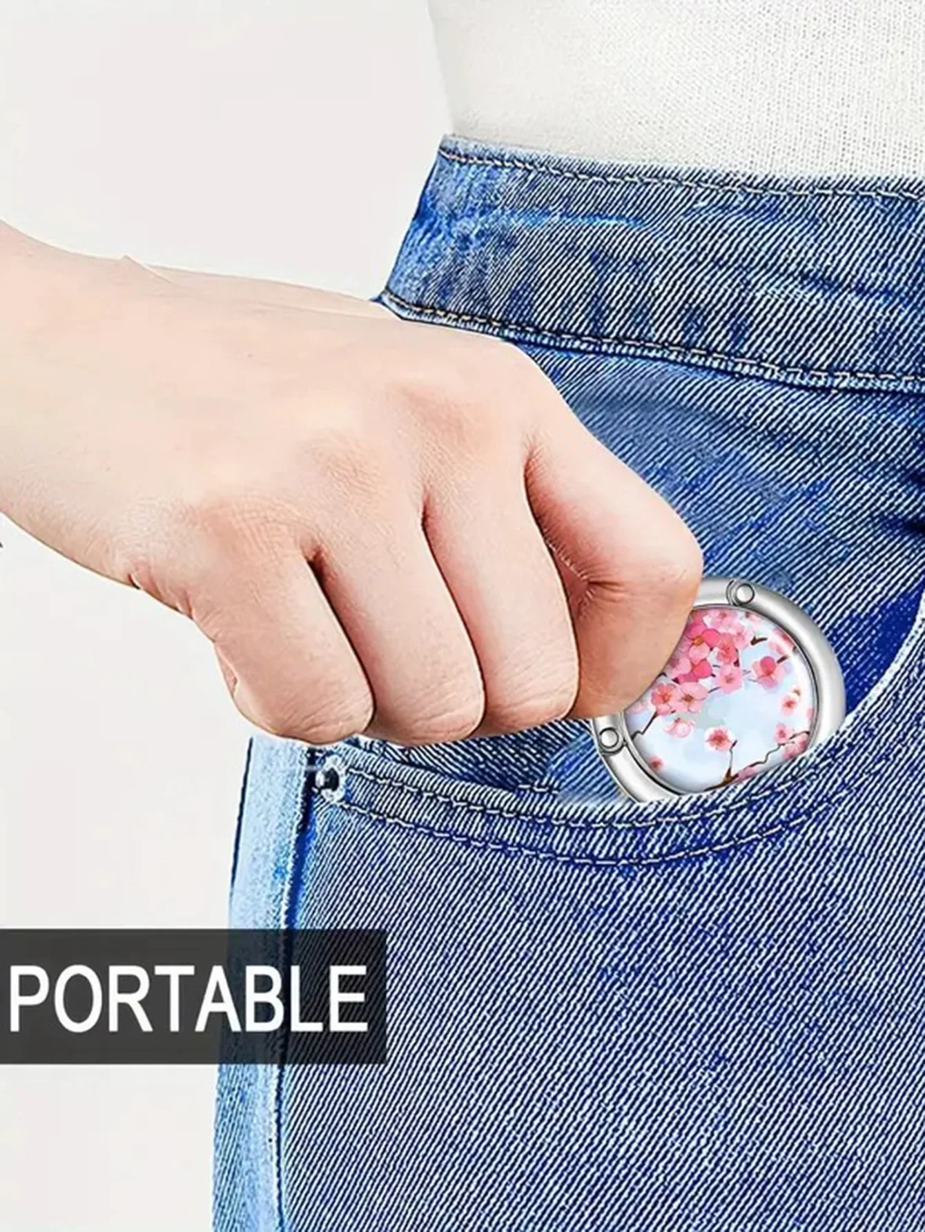 Multi Pattern Zinc Alloy Handbag Hanger Folding Hook Holder Portable Ring Rack Office School Table Edge Bag Hooks Travel Hanger view 4
