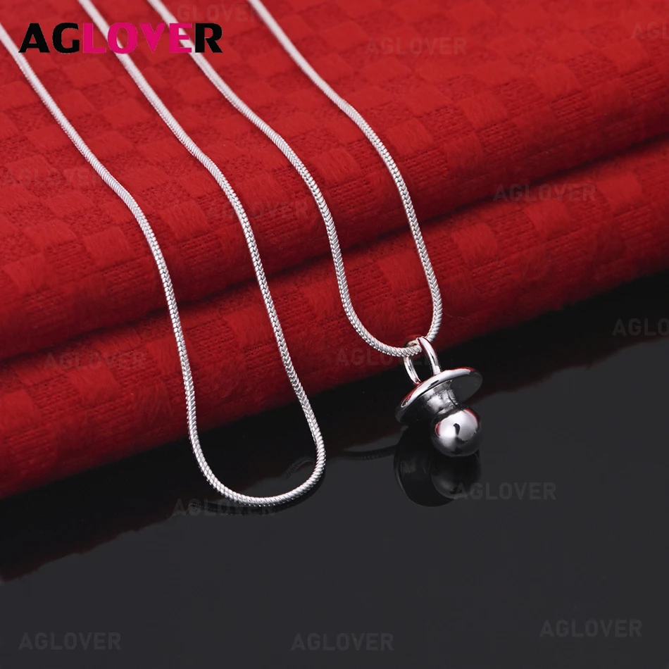 

AGLOVER 925 Sterling Silver Pacifier Pendant Necklace Daily Accessories Women'S Simple And Atmospheric Jewelry