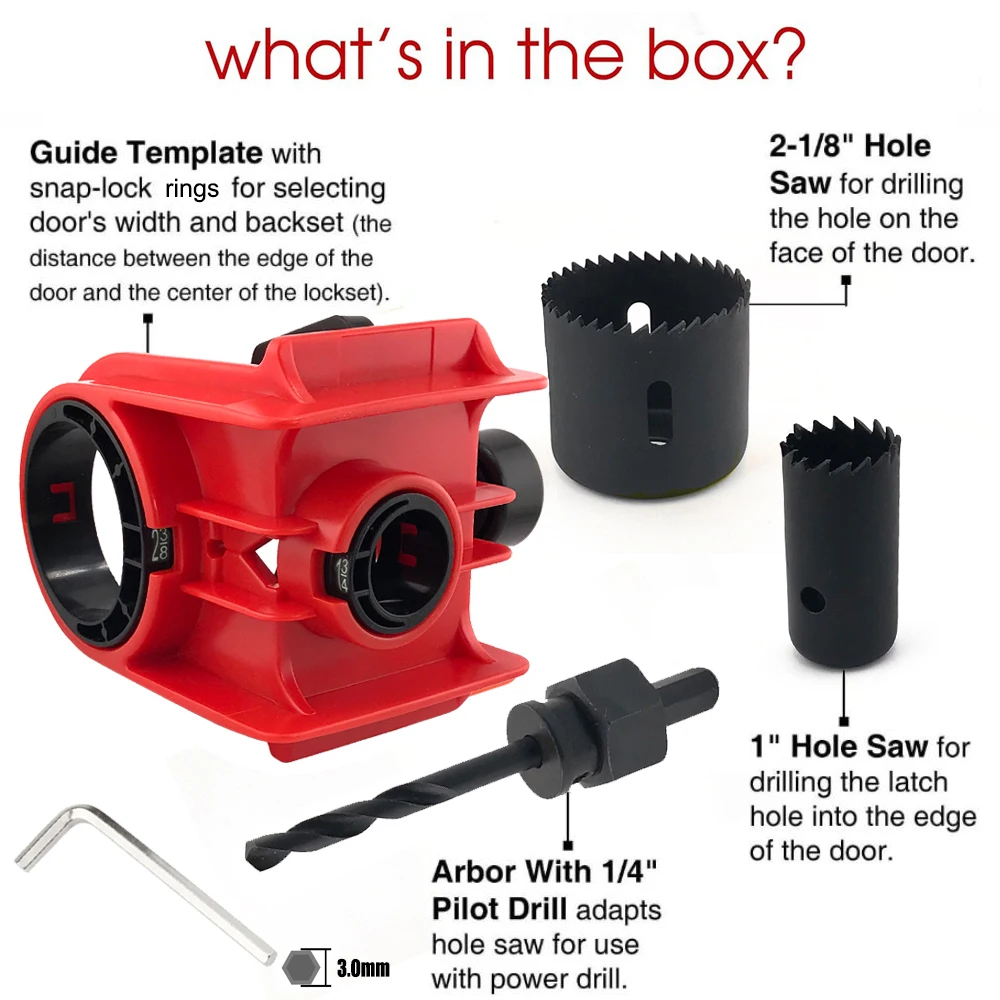 Ball Lock Hole เปิด + ประตู Latch Mortise เครื่องมือประตูล็อคชุดติดตั้ง Fit 1-3/4 "หรือ 1-3/8" หนาประตูสําหรับไม้ประตู