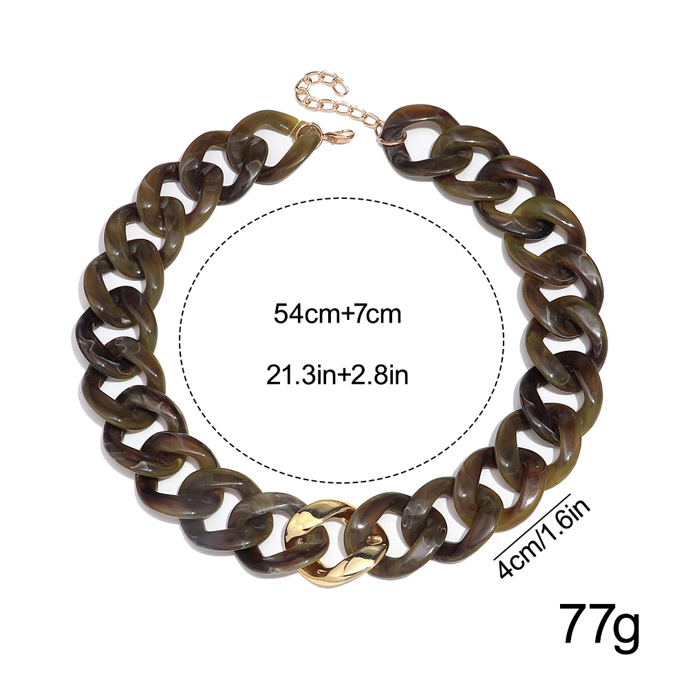 Trendy Acrylic Multicolor Chunky Chains Choker Necklace Geometric Link Chain Collar Necklace for Women Men Fashion Jewelry Gifts