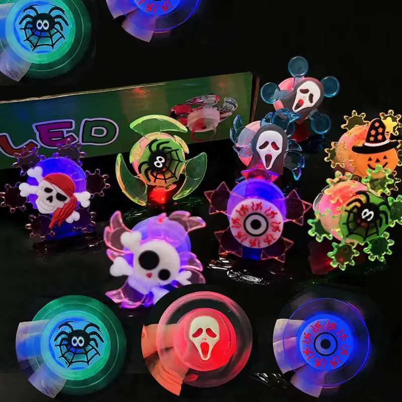 5/10/20PCS Halloween Glowing Rings Creative Ghost Skull Gyro Rings Toy Kids Party Decor Gifts Halloween Party Gift Bag Fillers