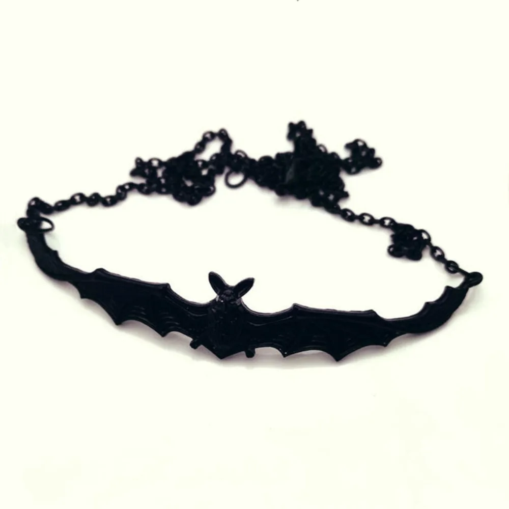 Fashion Goth Black Large Spread Wings Flying Vampire Bat Necklace for Women Halloween Party Collar Chain Jewelry Accessory Gifts view 3
