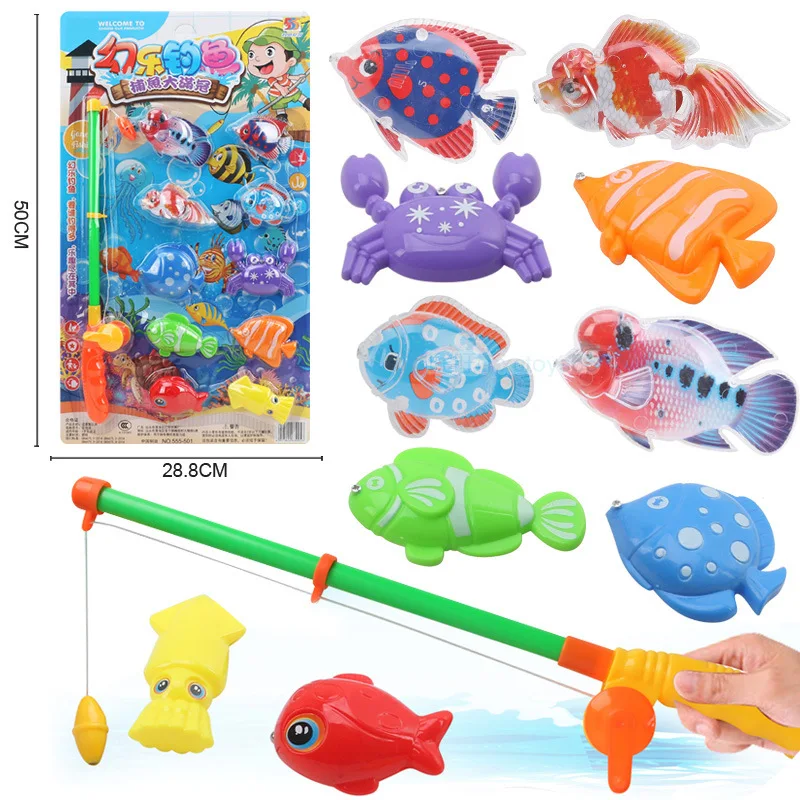 Giocattoli da pesca per bambini magnetico sfuso pesce finto stallo puzzle di pesci divertente gioco di pesca simulazione canna da pesca rete