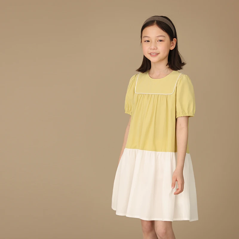 

Female child clothes fashion Girls Dresses birthday 24 summer dress school sundress new smooth pleated bubble sleeve mother kids