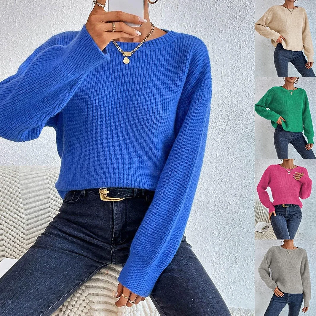 

Теплый вязаный свитер женский Long Sve ort Cozy Fce Street Sle круглый Ne Thermal Faion осень-зима Новое поступление