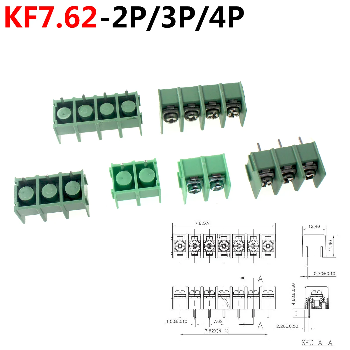 KF7.62 PCB Wiring Terminal Connector Screw Type 2P 3P 4P 5P KF8500 9500 Series Electronic Component