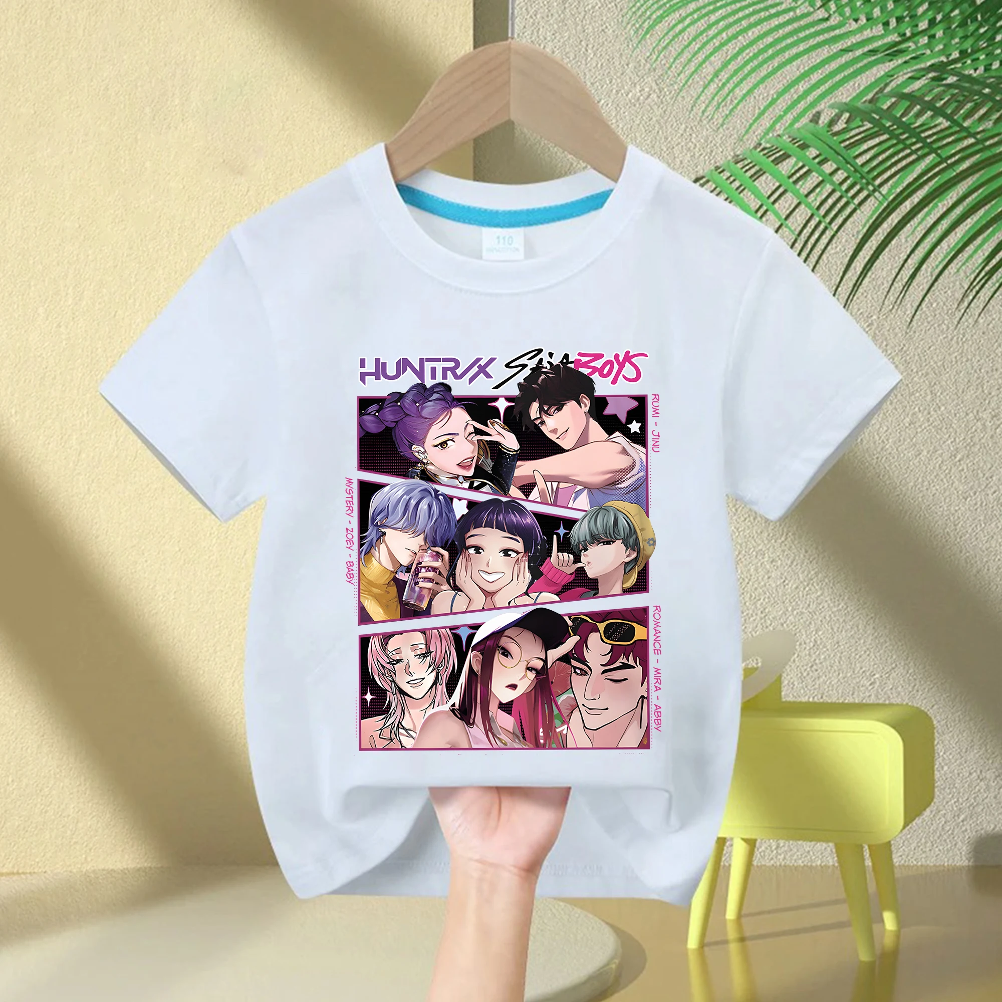 

Fashion CrNew Print Cartoon Neck Casual Tops Movie KPop Demon Hunters Kids T-shirt Girls Boys Tee Casual Baby Girl Clothes