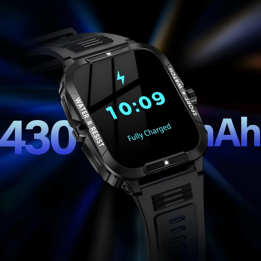 P76 الرياضة في الهواء الطلق ساعة ذكية 1.96 بوصة شاشة BT المكالمات معدل ضربات القلب مراقبة الصحة 3ATM مقاوم للماء حياة بطارية طويلة Smartwatch