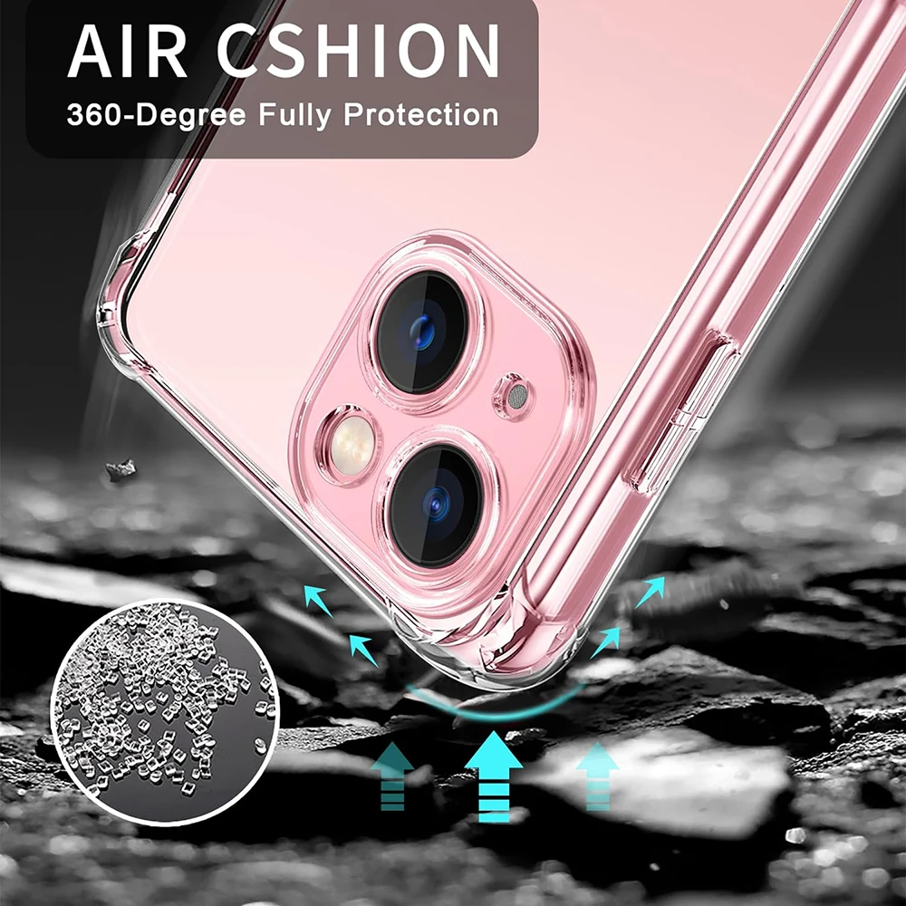 Shockproof Silicone Clear Phone Case for IPhone 11 12 13 14 15 Pro Max Mini Lens Protection Back Case for IPhone X XS XR 7 8 6