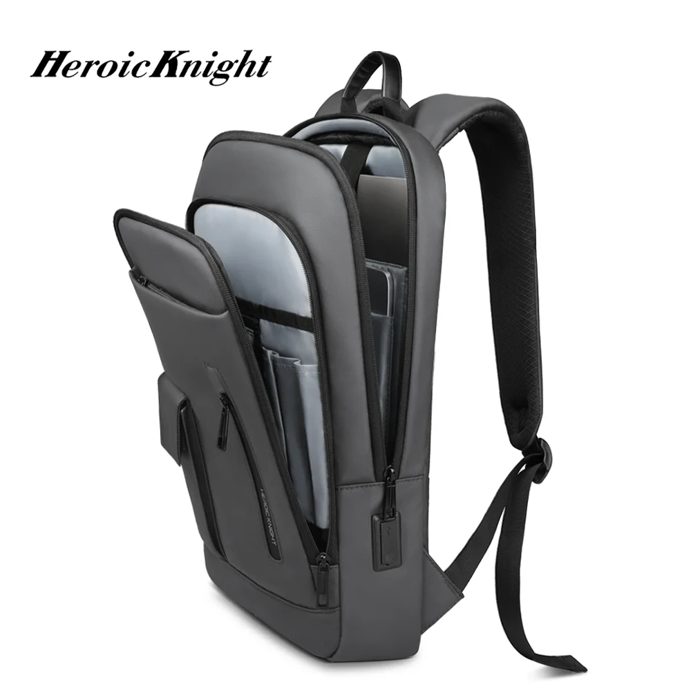 Heroic Knight-Mochila multifuncional fina impermeável para homens, mochila de negócios, pacotes diários de deslocamento, esporte ao ar livre, laptop de 15,6"