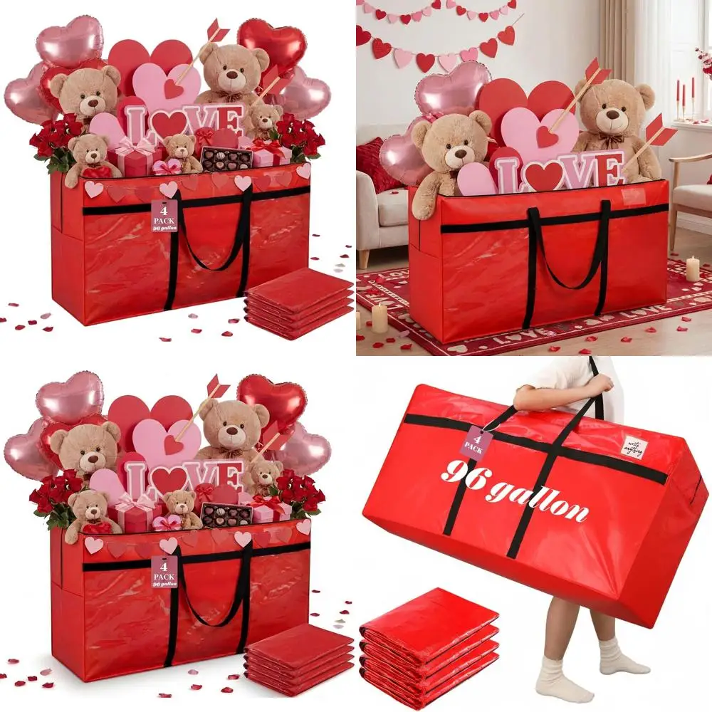 

Extra Large 96 Gallon Heavy Duty Storage Bags with Strong Zipper, XXL Jumbo Tote for Moving, Packing, Dorm, and Travel (Red)