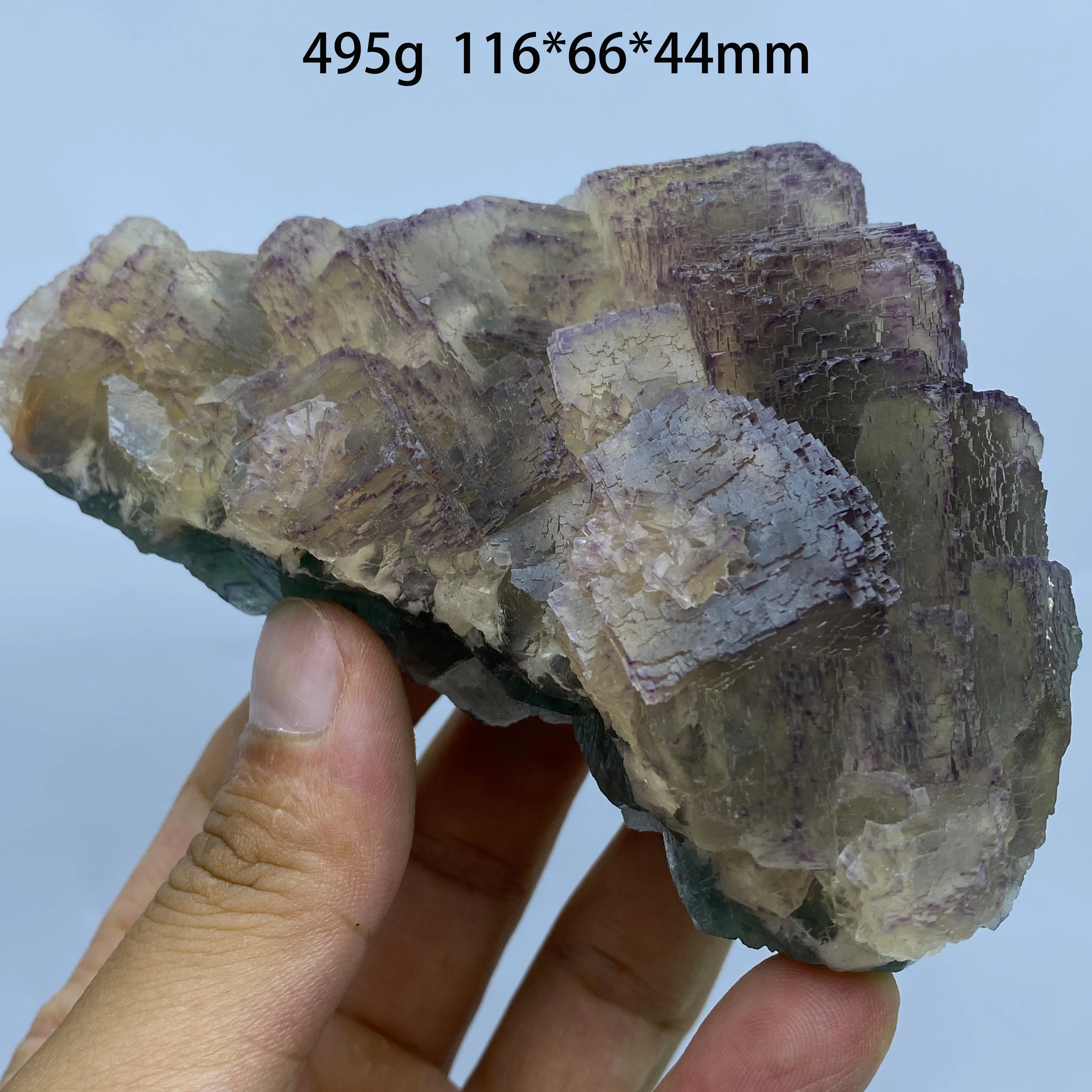 Natural Purple-edged Stepped Bicolor Fluorite Mineral Specimen Reiki Healing Home Decor Ornament Collection Gift