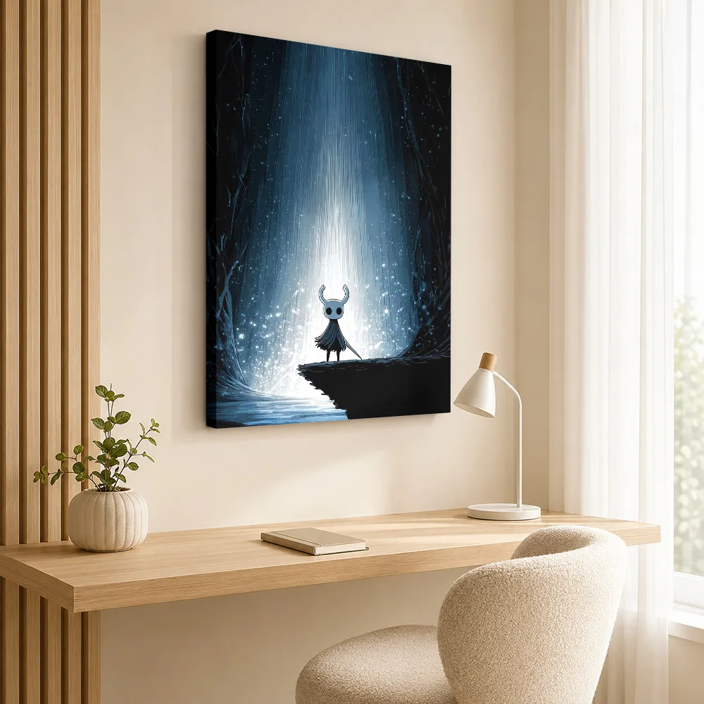 Hollow Knight Standing In A Cavern Canvas Painting Poster Customized Photo Gaming Anime Canvas Wall Art for Teen Bedroom Decor