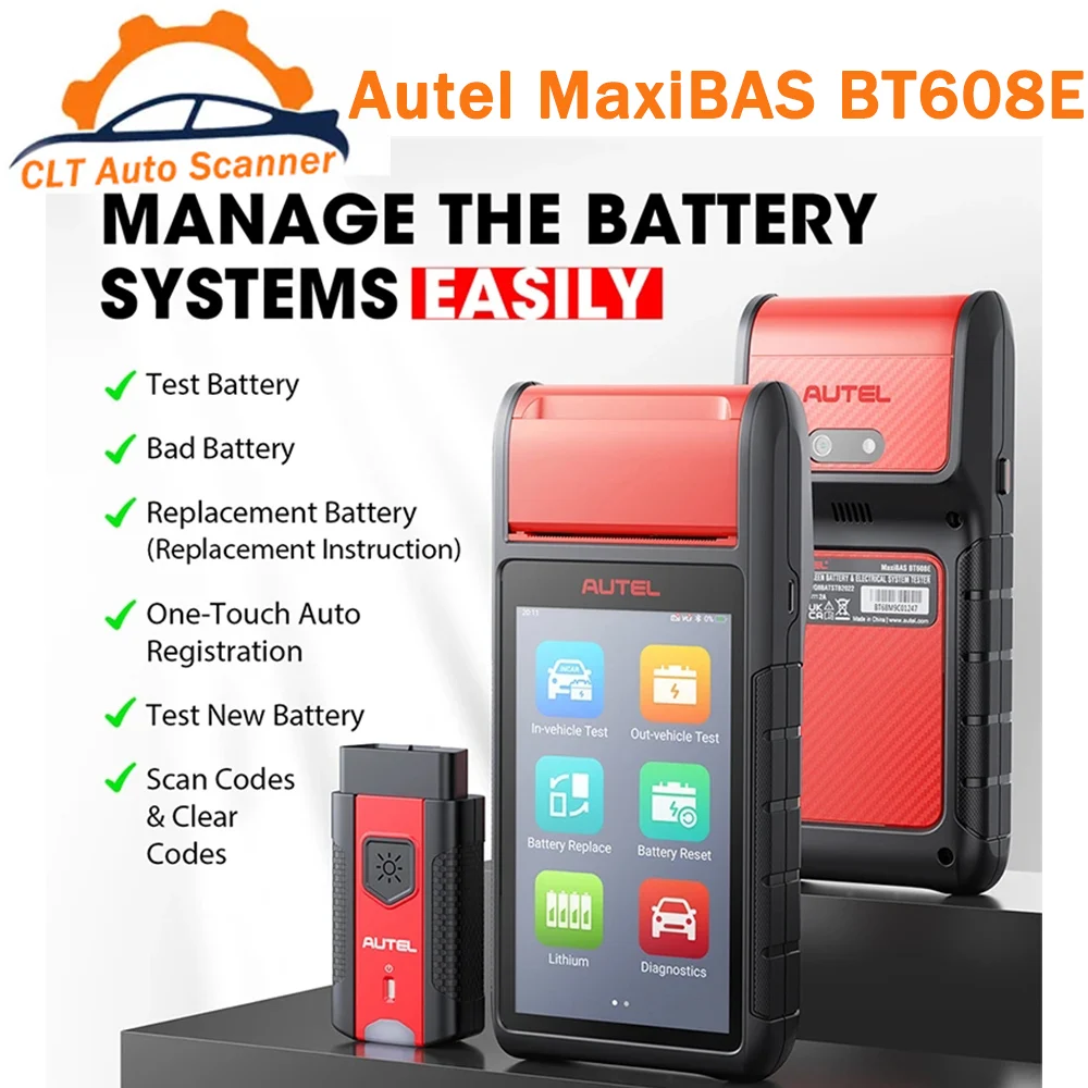 

Autel MaxiBAS BT608E OBD2 Scanner Full System Diagnostic Tool 2V 24V 100-3000 CCA Battery&Electrical System Analyzer Free Ship