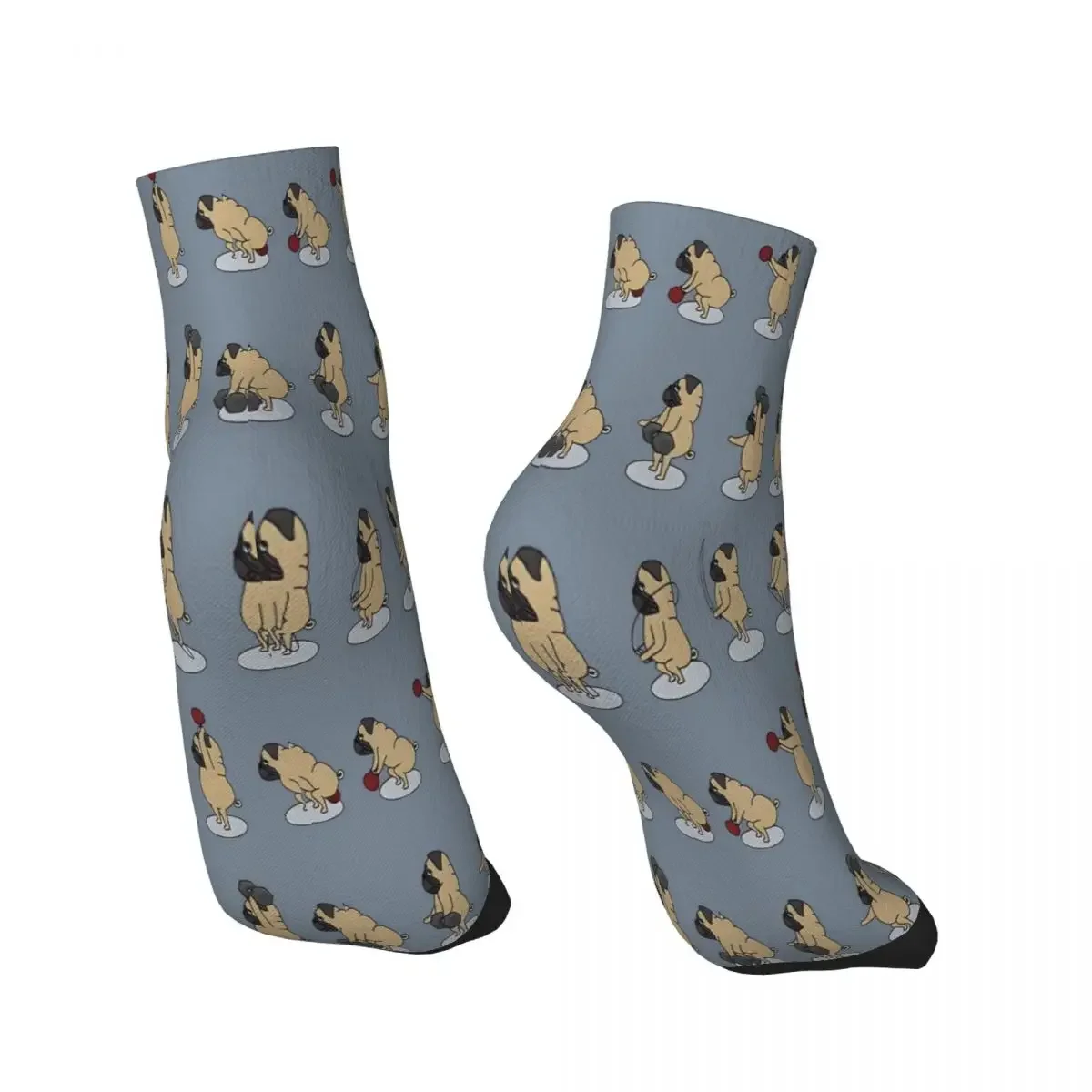 Pug Doing Crossfit Pug Weightlifting Ankle Socks Male Mens Women Autumn Stockings Printed