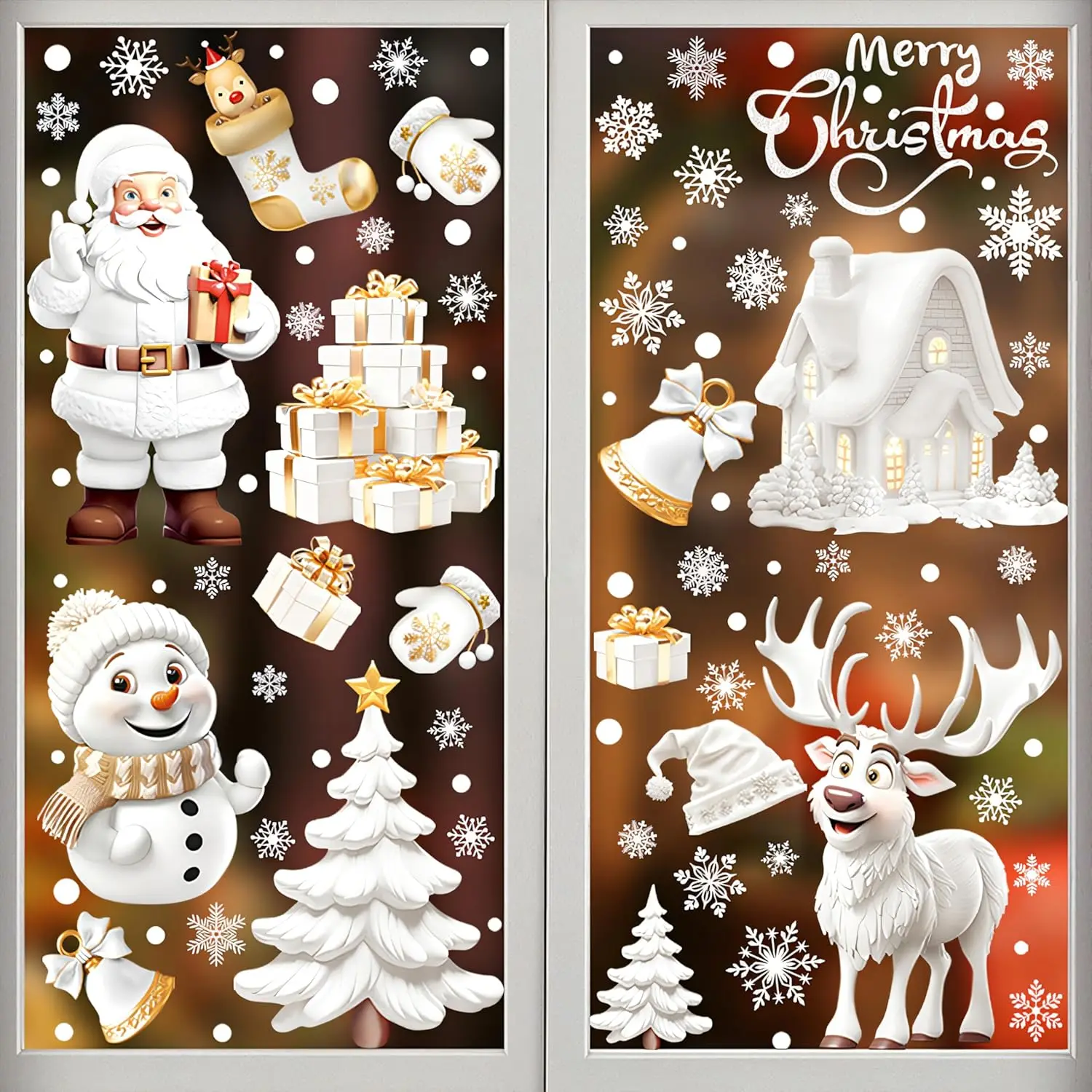 Weihnachten Fensteraufkleber wiederverwendbare Weihnachts-Fensteraufkleber Santa elektrostatische Adsorption Fensterdekoration für Party-Dekoration