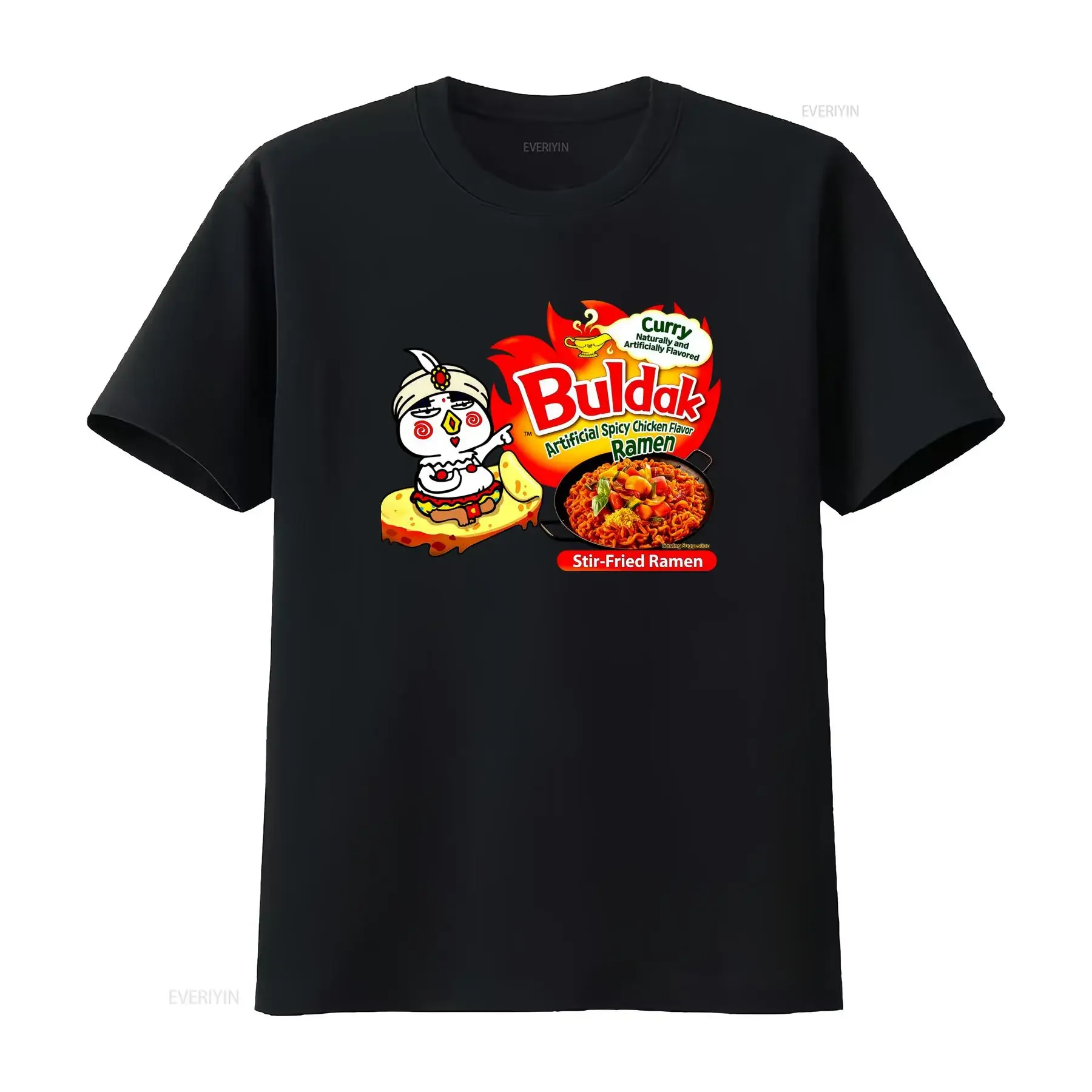 Camiseta Buldak Spicy Curry Ramen Lover Foodie Noodle, estilo vintage, lavada, streetwear, moda para hombre, unisex, para uso diario, suave