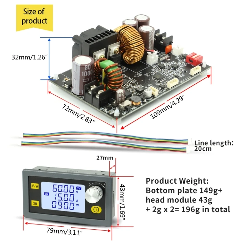 高効率DC-DC電圧レギュレーター、バックコンバーター、DIY電源、降圧モジュール、6-70v〜0-60v、xy6015l