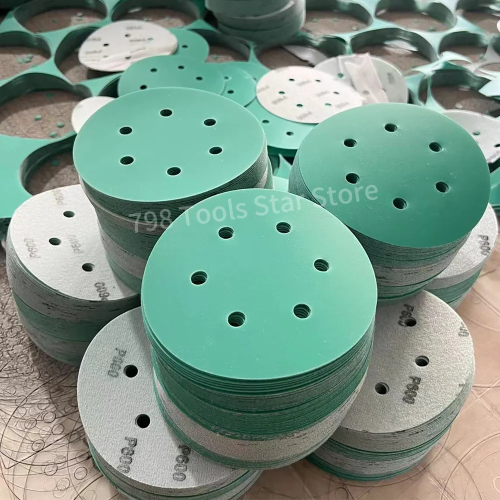 50PCS 6-Inch 6-Hole 40-2000 Grit Sanding Discs,150mm Heavy-Duty Hook & Loop Film Discs Sandpaper for Random Orbital Sanders
