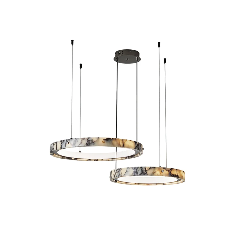 

LED Luxury Marble Ring Golden Black Lustre Hanging Lamp Chandelier Lighting Suspension Luminaire Lampen For Living Room